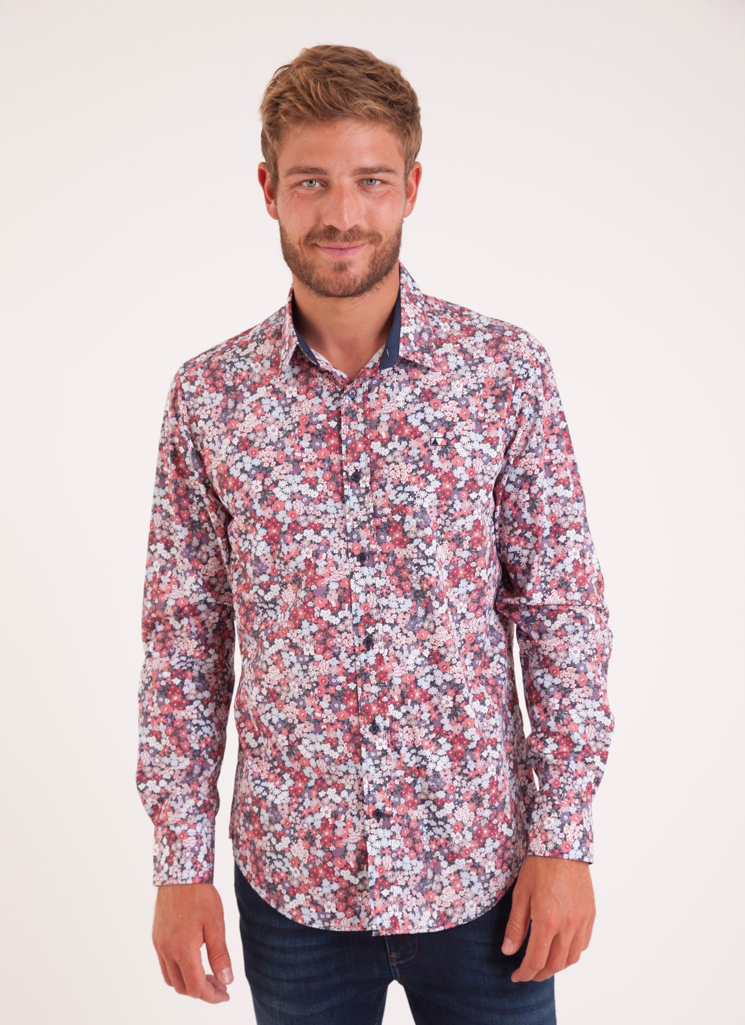 Chemise manches longues imprim fleurs rose Camberabero